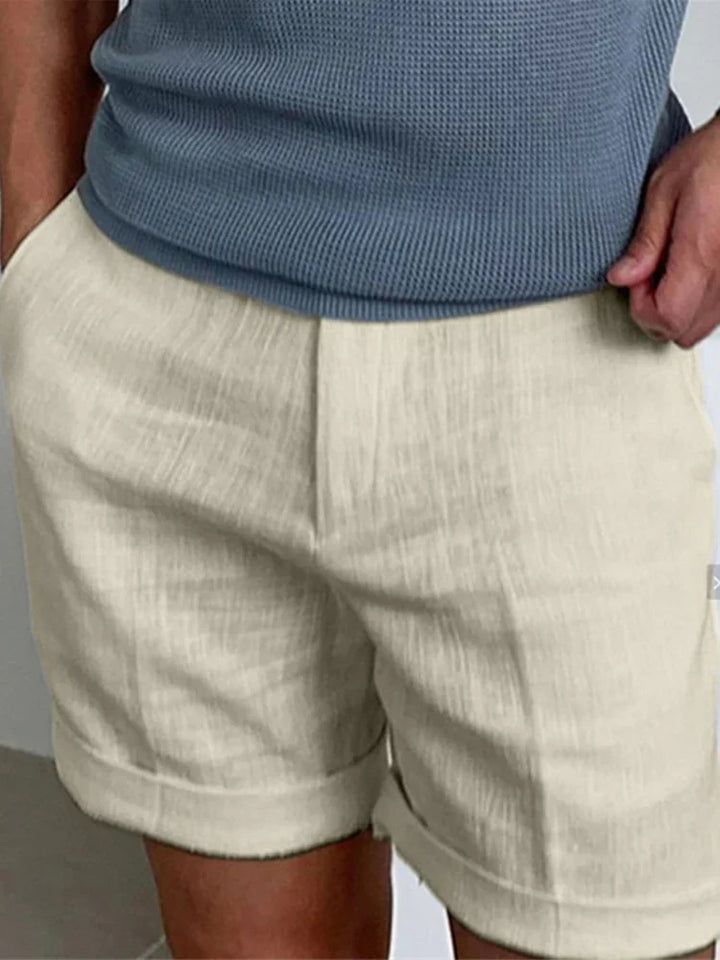 lekkie męskie szorty letnie z lnu w luźnym fasonie - Jorin-Khaki-S-Trend Polska