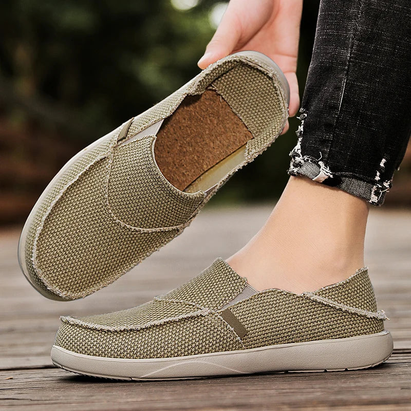 Lekkie płócienne klapki dla mężczyzn | Oddychające letnie espadryle - Niko-Khaki-39-Trend Polska