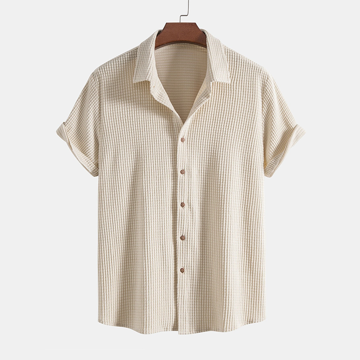 Letni męski zestaw do relaksu z splotem wafelowym – Lenn-Beżowy-S-Trend Polska