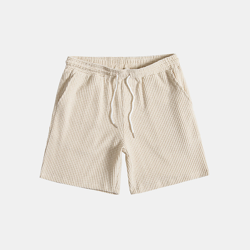 Letni męski zestaw do relaksu z splotem wafelowym – Lenn-Beżowy-S-Trend Polska