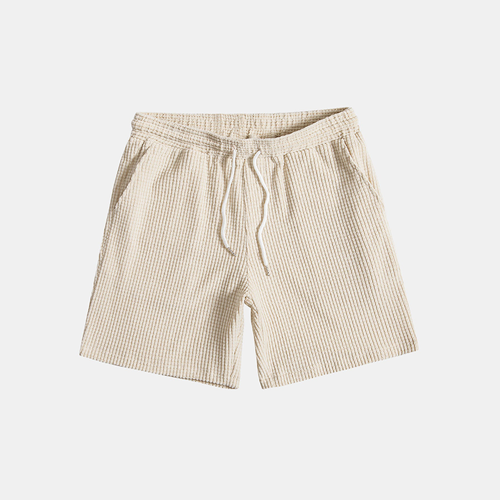 Letni męski zestaw do relaksu z splotem wafelowym – Lenn-Beżowy-S-Trend Polska