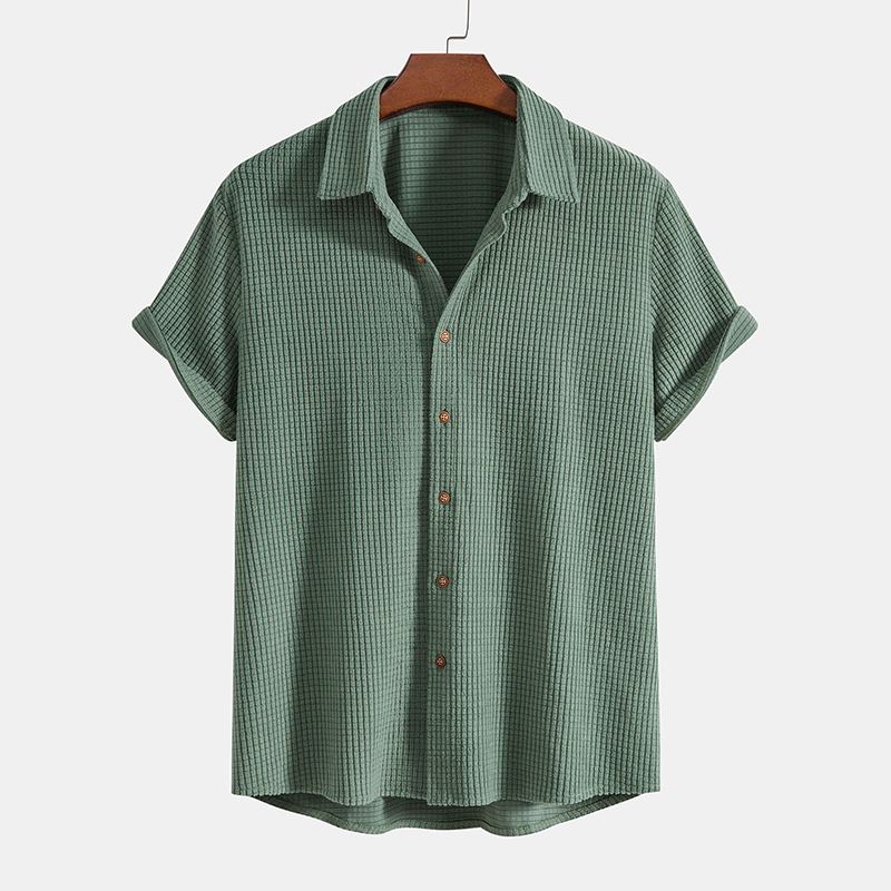 Letni męski zestaw do relaksu z splotem wafelowym – Lenn-Beżowy-S-Trend Polska