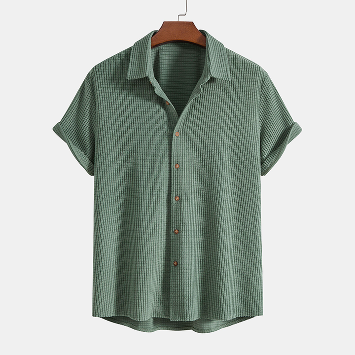 Letni męski zestaw do relaksu z splotem wafelowym – Lenn-Beżowy-S-Trend Polska