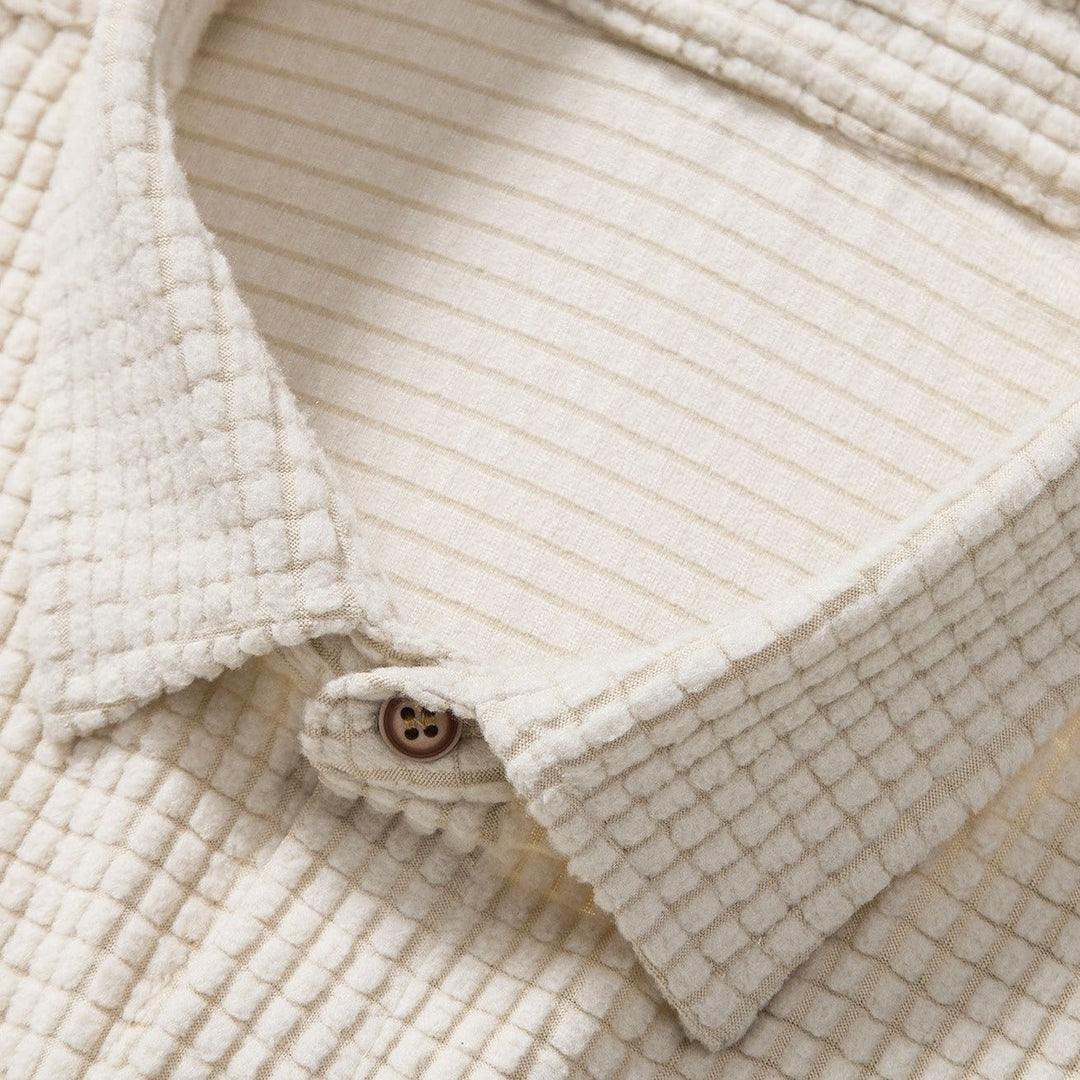 Letni męski zestaw do relaksu z splotem wafelowym – Lenn-Beżowy-S-Trend Polska