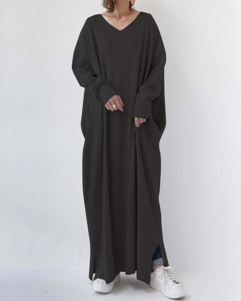 Letnia maxi sukienka z mieszanki bawełny i lnu – Sorella-Czarny-S-Trend Polska