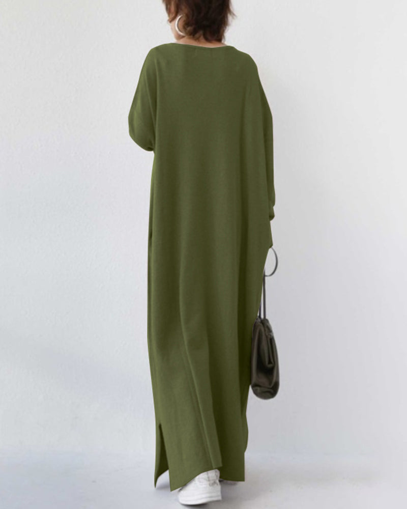 Letnia maxi sukienka z mieszanki bawełny i lnu – Sorella-Szary-S-Trend Polska