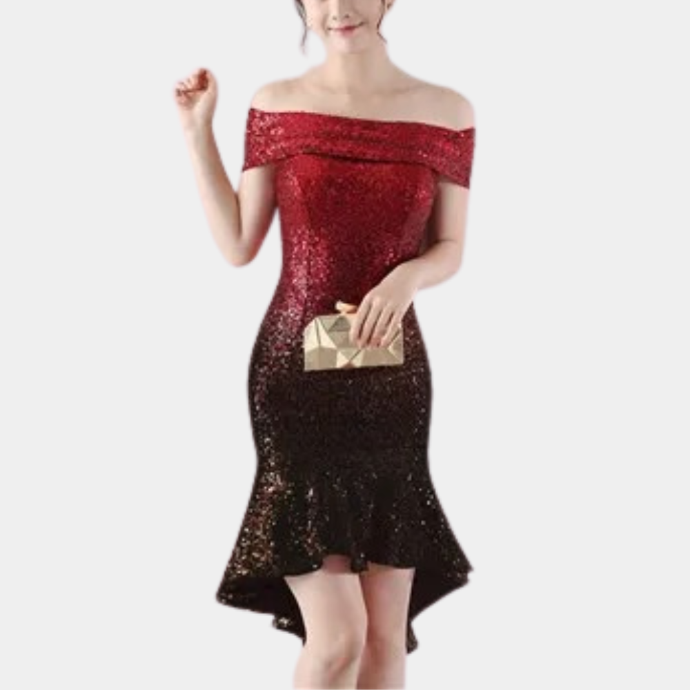 Letnia sukienka z cekinami – Celeste-Czerwony-S-Trend Polska