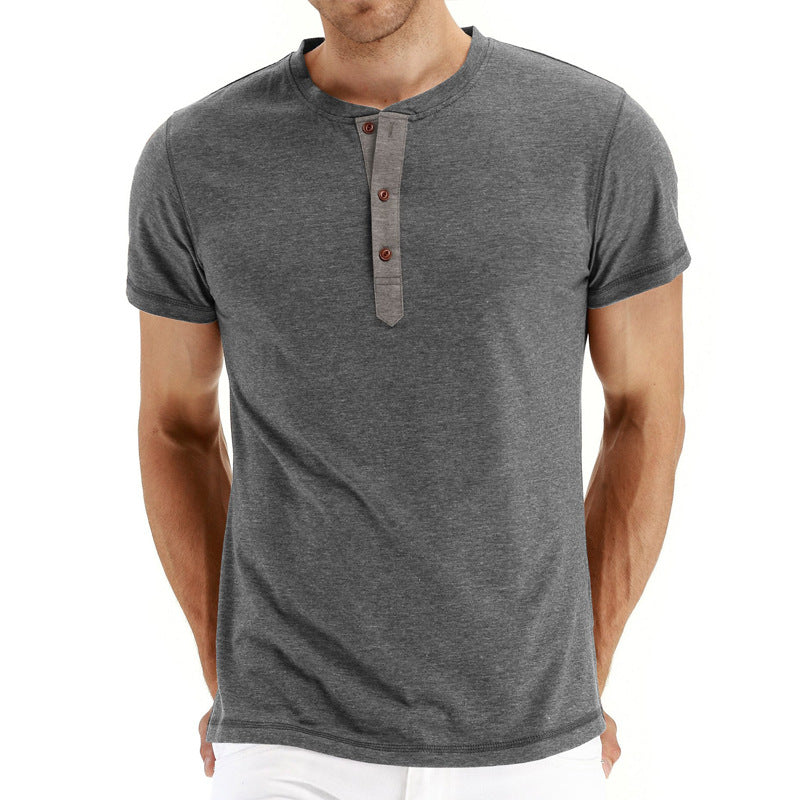 Letnie bawełniane męskie T-shirt – Finn-Ciemnoszary-S-Trend Polska