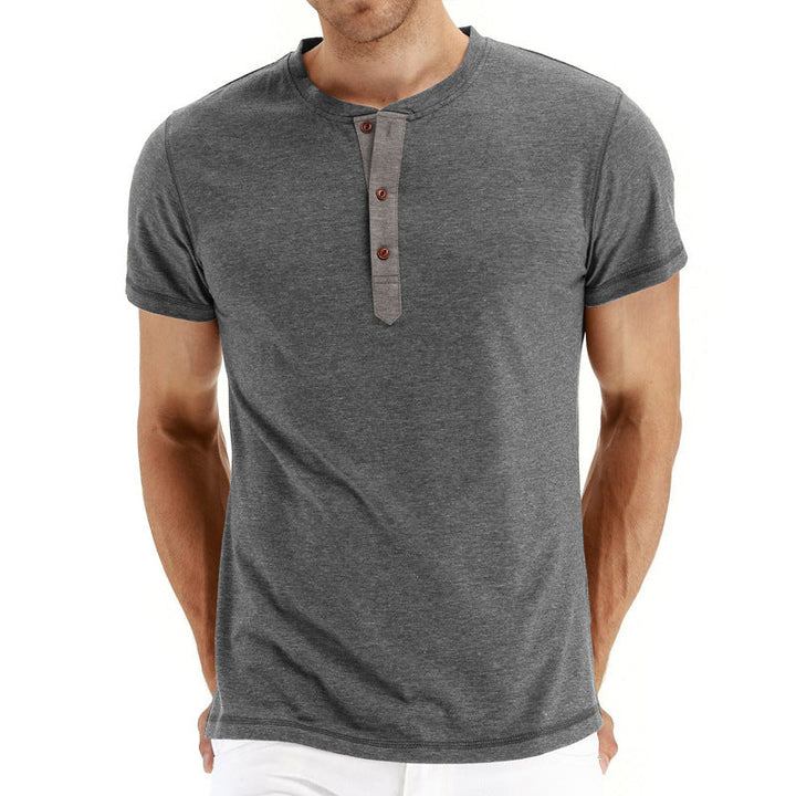 Letnie bawełniane męskie T-shirt – Finn-Ciemnoszary-S-Trend Polska