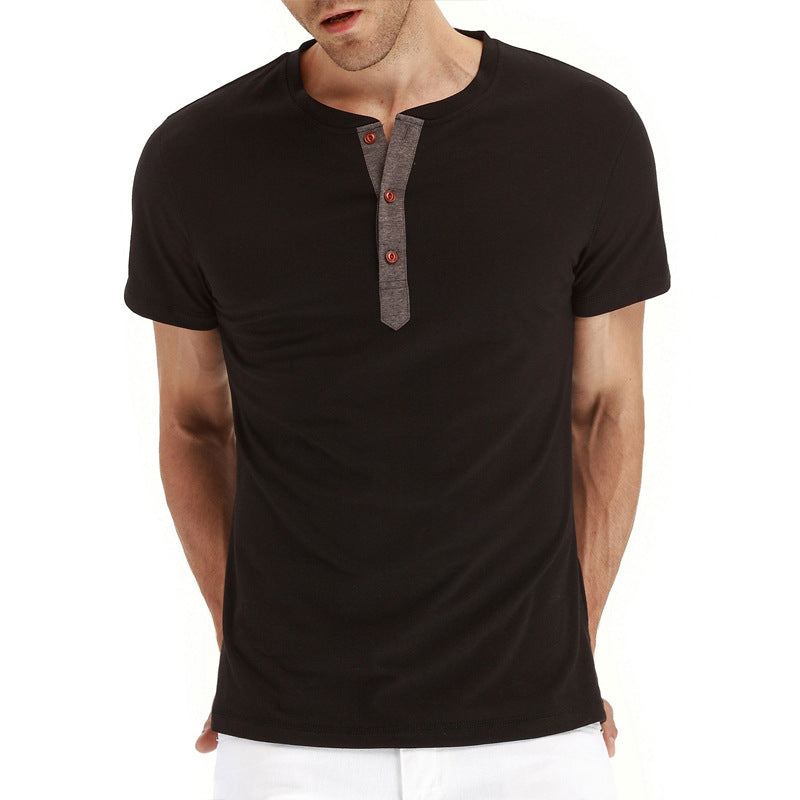 Letnie bawełniane męskie T-shirt – Finn-Czarny-S-Trend Polska