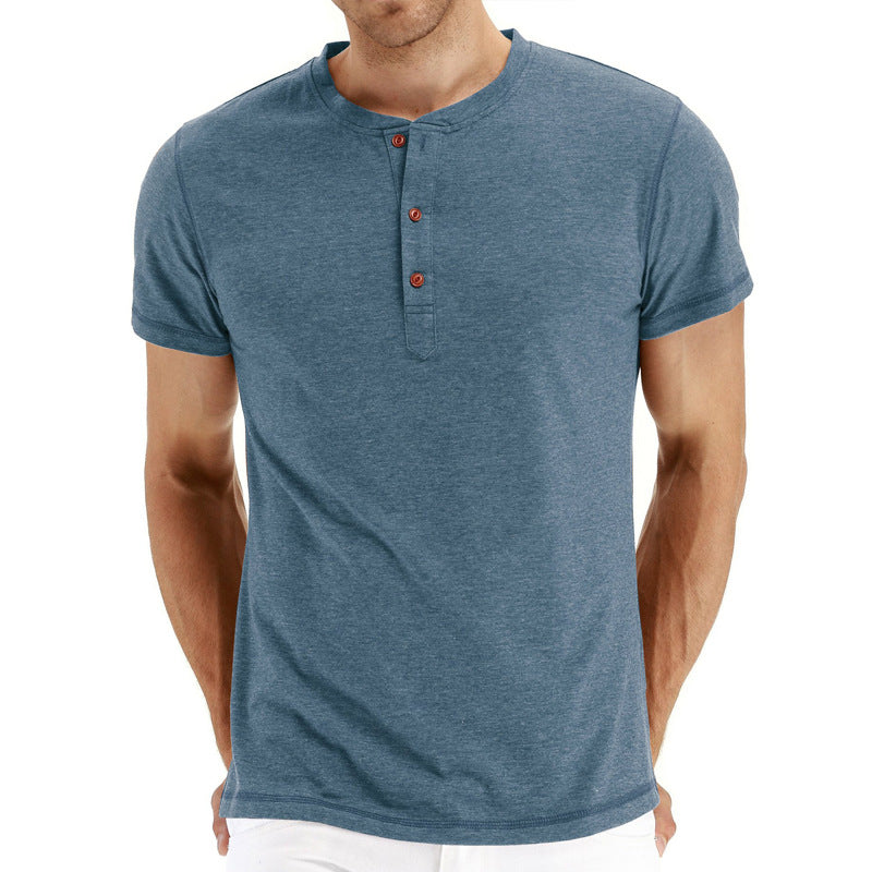 Letnie bawełniane męskie T-shirt – Finn-Jasnoniebieski-S-Trend Polska