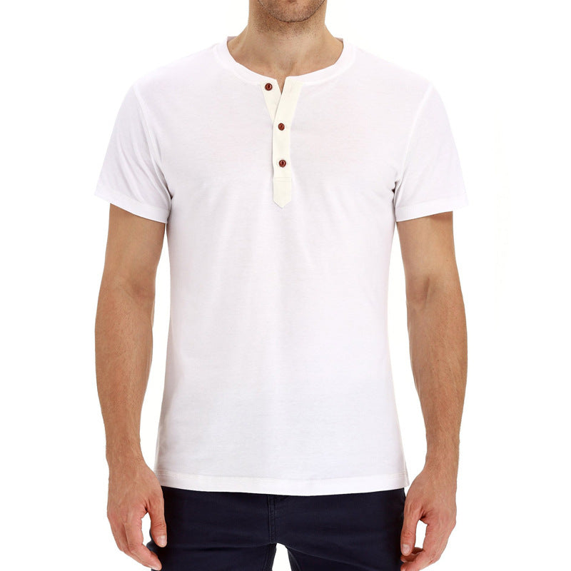 Letnie bawełniane męskie T-shirt – Finn-Ciemnoniebieski-S-Trend Polska