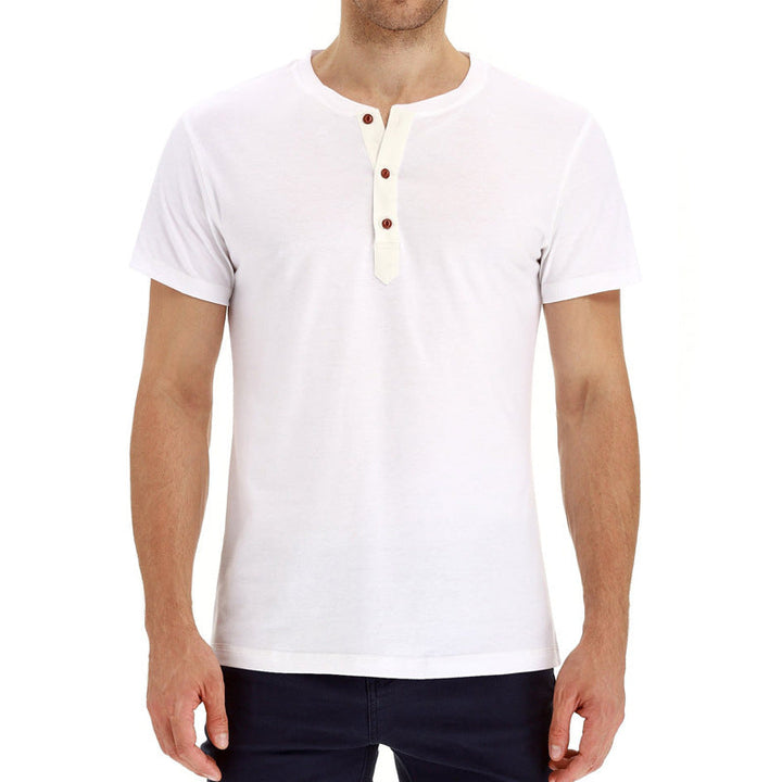 Letnie bawełniane męskie T-shirt – Finn-Ciemnoniebieski-S-Trend Polska