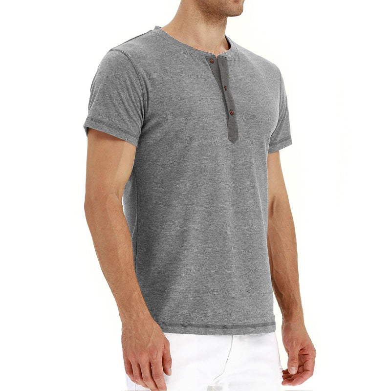 Letnie bawełniane męskie T-shirt – Finn-Ciemnoniebieski-S-Trend Polska