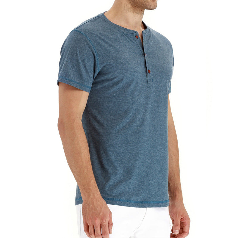 Letnie bawełniane męskie T-shirt – Finn-Ciemnoniebieski-S-Trend Polska