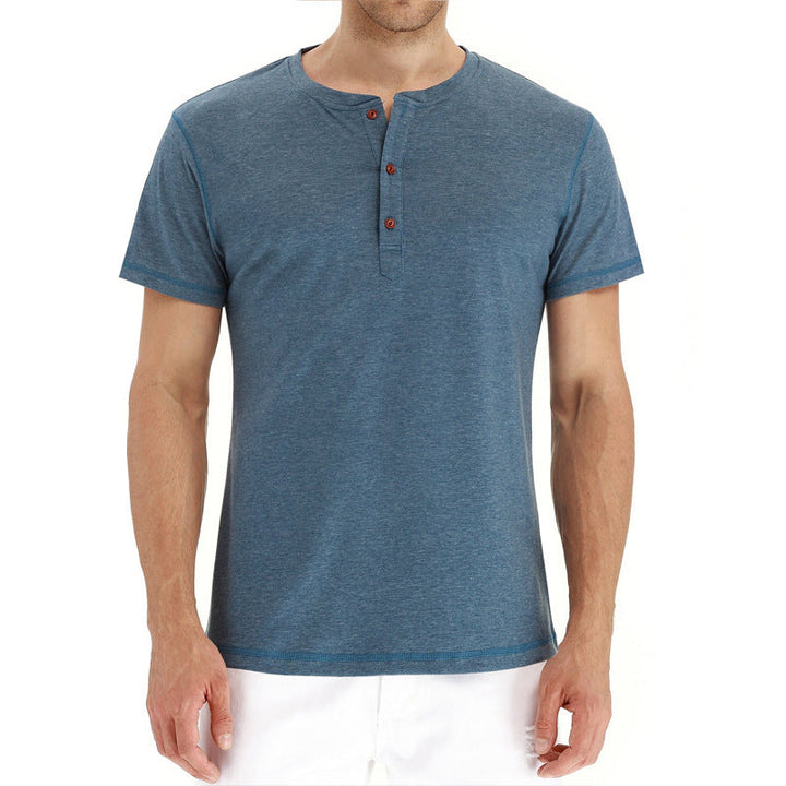 Letnie bawełniane męskie T-shirt – Finn-Ciemnoniebieski-S-Trend Polska
