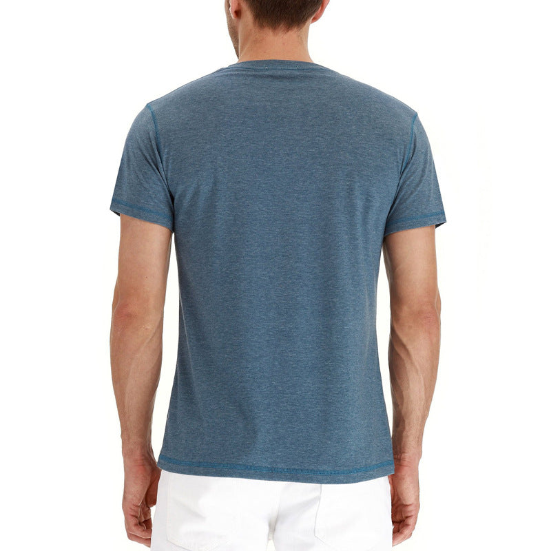 Letnie bawełniane męskie T-shirt – Finn-Ciemnoniebieski-S-Trend Polska