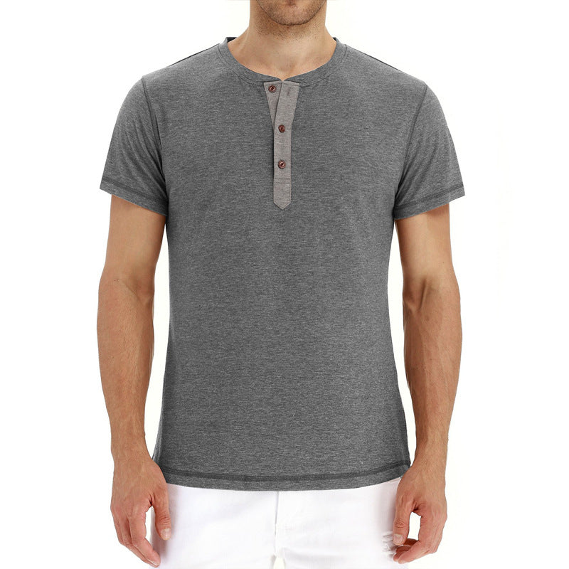 Letnie bawełniane męskie T-shirt – Finn-Ciemnoniebieski-S-Trend Polska