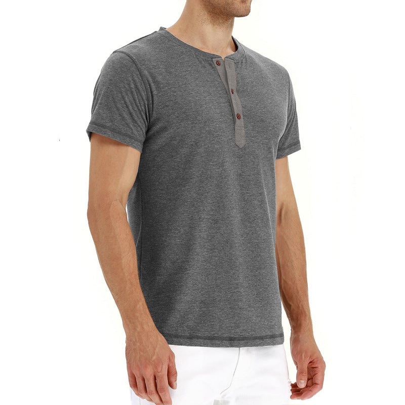 Letnie bawełniane męskie T-shirt – Finn-Ciemnoniebieski-S-Trend Polska