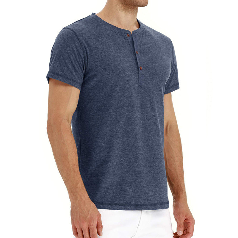 Letnie bawełniane męskie T-shirt – Finn-Ciemnoniebieski-S-Trend Polska