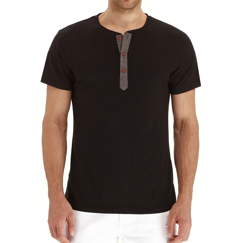 Letnie bawełniane męskie T-shirt – Finn-Ciemnoniebieski-S-Trend Polska