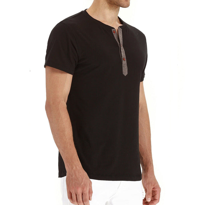 Letnie bawełniane męskie T-shirt – Finn-Ciemnoniebieski-S-Trend Polska