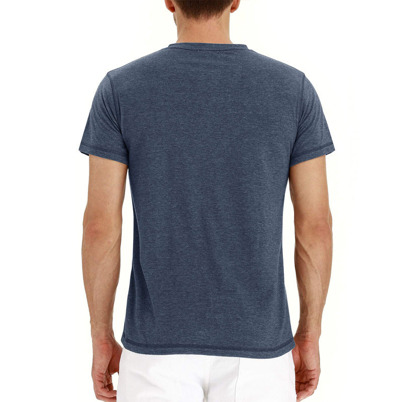 Letnie bawełniane męskie T-shirt – Finn-Ciemnoniebieski-S-Trend Polska