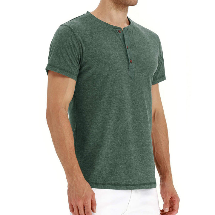 Letnie bawełniane męskie T-shirt – Finn-Ciemnoniebieski-S-Trend Polska