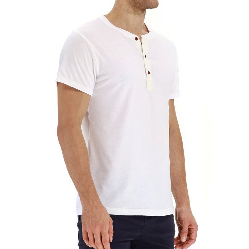 Letnie bawełniane męskie T-shirt – Finn-Ciemnoniebieski-S-Trend Polska