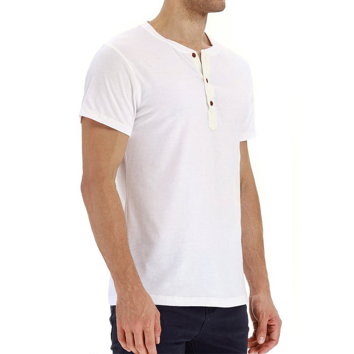 Letnie bawełniane męskie T-shirt – Finn-Ciemnoniebieski-S-Trend Polska