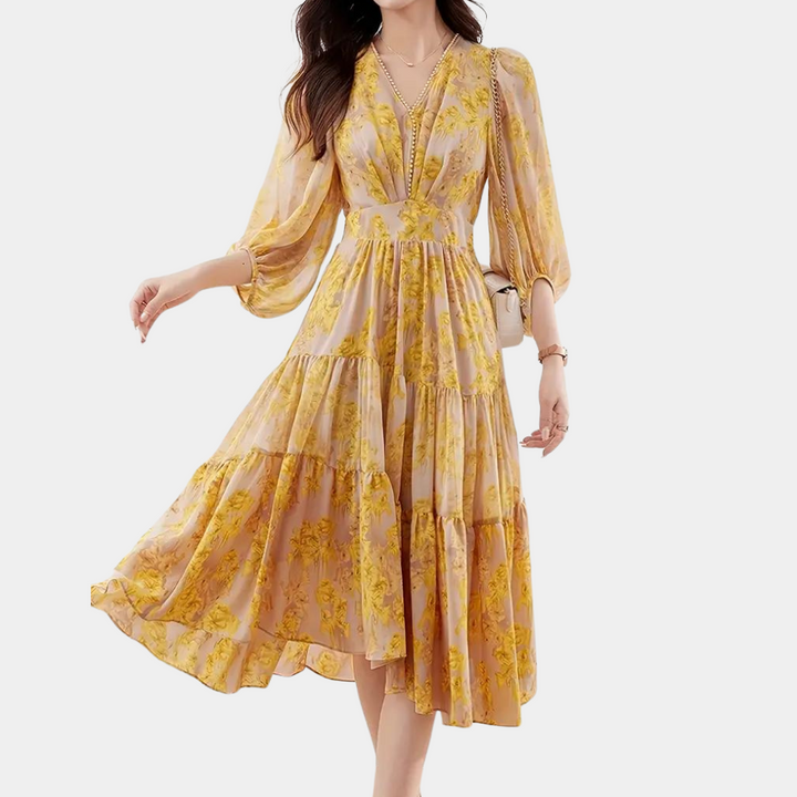 Letnie Sukienka w Kwiaty z Elastycznej Tkaniny – Maëlle-S-Trend Polska