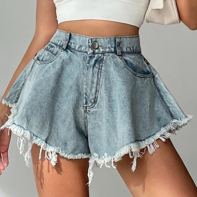 Letnie szorty dżinsowe z szeroką nogawką – Nina-S-Trend Polska