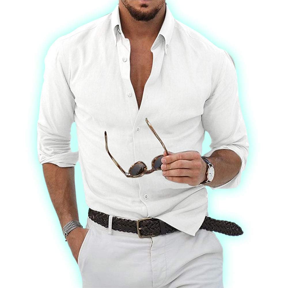 Linen Męska Koszula – Thiago-Biały-S-Trend Polska