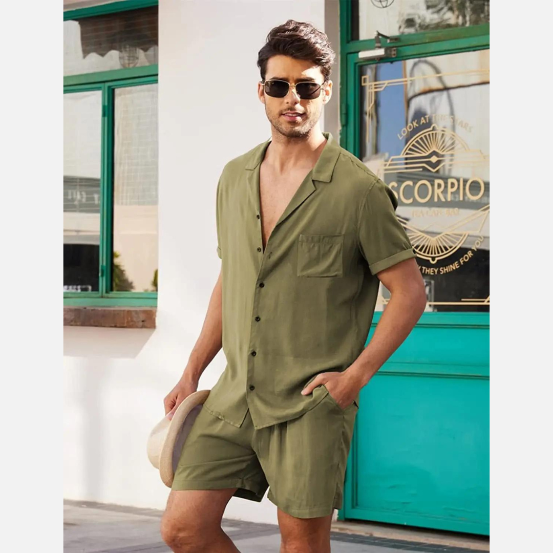 Linen Męski Zestaw Letni – Jairo-Biały-S-Trend Polska
