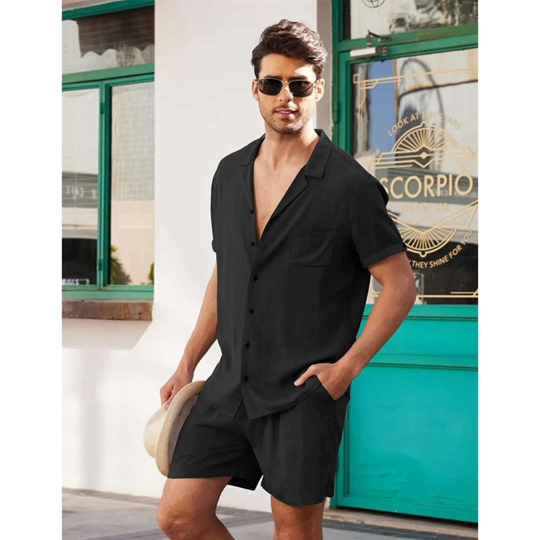 Linen Męski Zestaw Letni – Jairo-Biały-S-Trend Polska