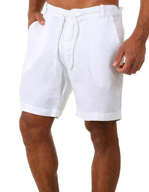 Linen Męskie Szorty - Jasper-Biały-S-Trend Polska