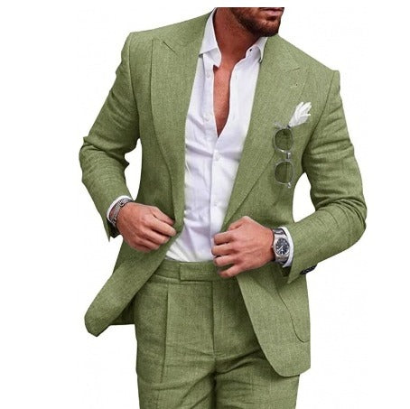 Linenowy garnitur dla mężczyzn - Felix-Zielony-M-Trend Polska
