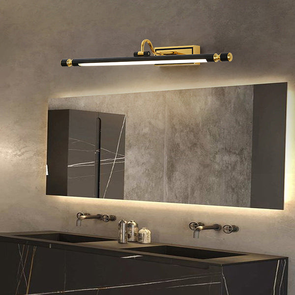Luksowna czarna-złota lampa lustrowa – LumoGold-Trend Polska