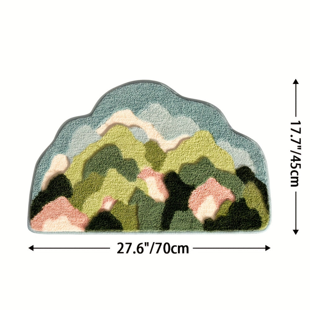 Luksusowa Mata Łazienkowa z Wzorem Kwiatowym, Extra Miękka i Absorbująca - Florina-45x70CM-Szczęśliwy Kwiatowy Las-Trend Polska