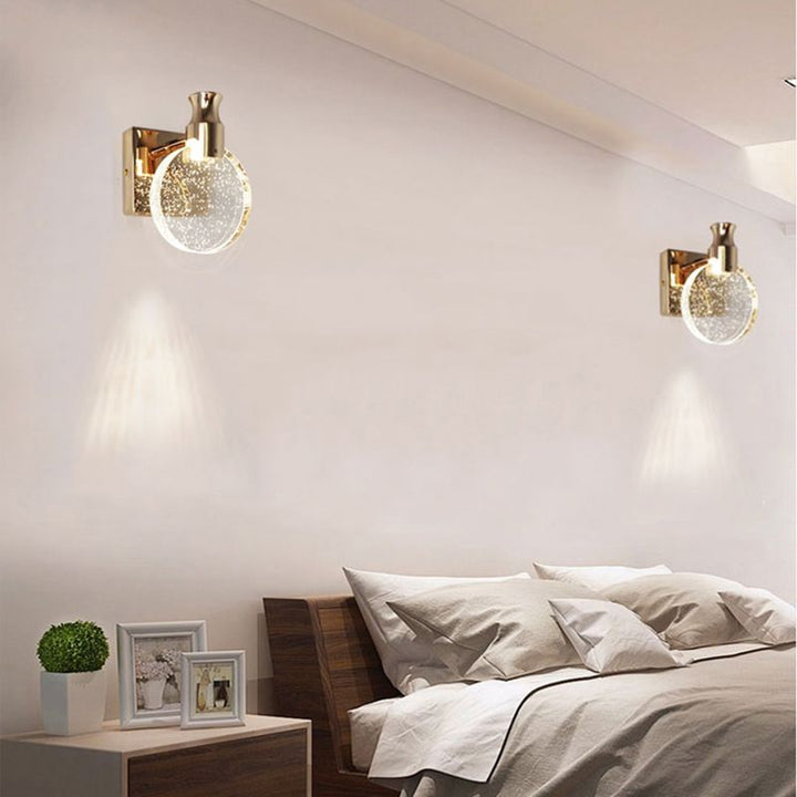 Luksusowa Okrągła Kryształowa Lampa Ścienna – Celestia-Złoto-Ciepłe światło-13cm-Trend Polska