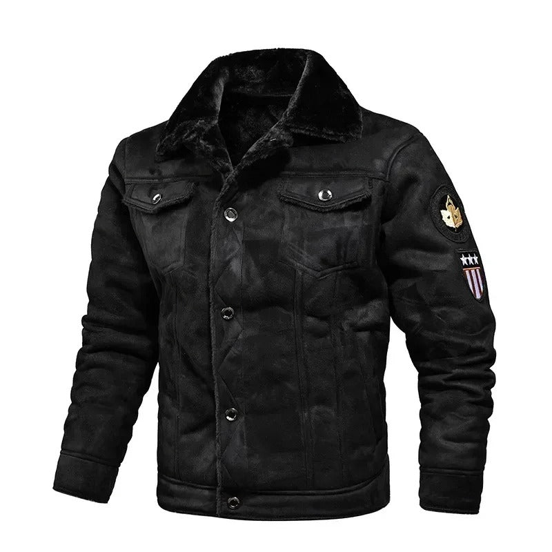 Luksusowa Oversized Skórzana Kurtka z Aksamitną Podszewką - Victor-Czarny-M-Trend Polska