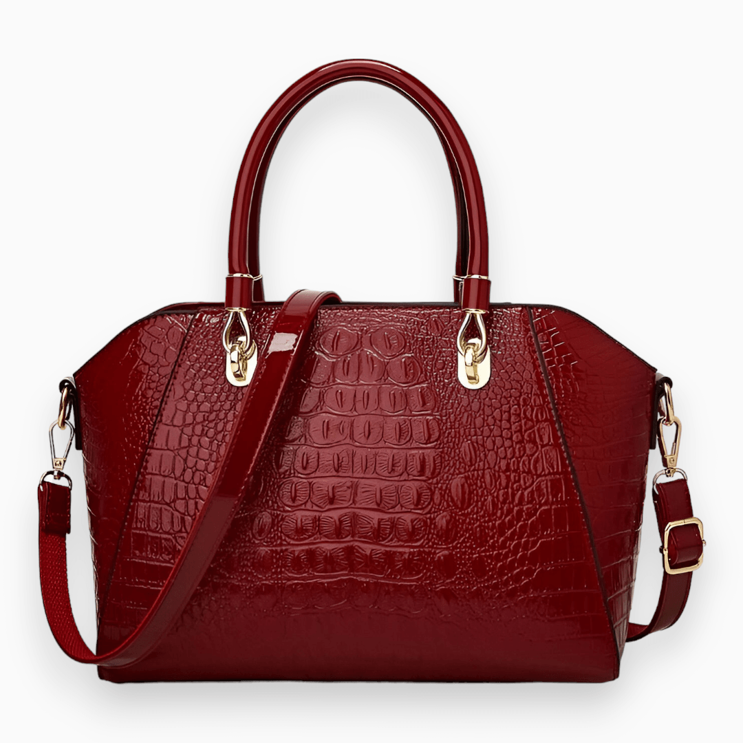 Luksusowa torba tote dla kobiet - Celeste-Bordeaux czerwień-Trend Polska