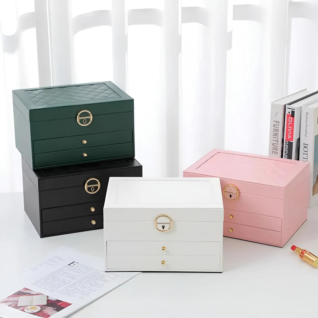 Luksusowa Wielowarstwowa Skrzynka na Biżuterię - EleganceBox-Różowy-Trend Polska