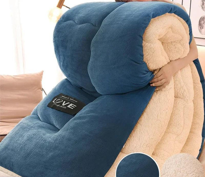 Luksusowa zimowa kołdra z podwójnego flanelowego fliśu - FrostGuard-Niebieski-100x150cm-Trend Polska