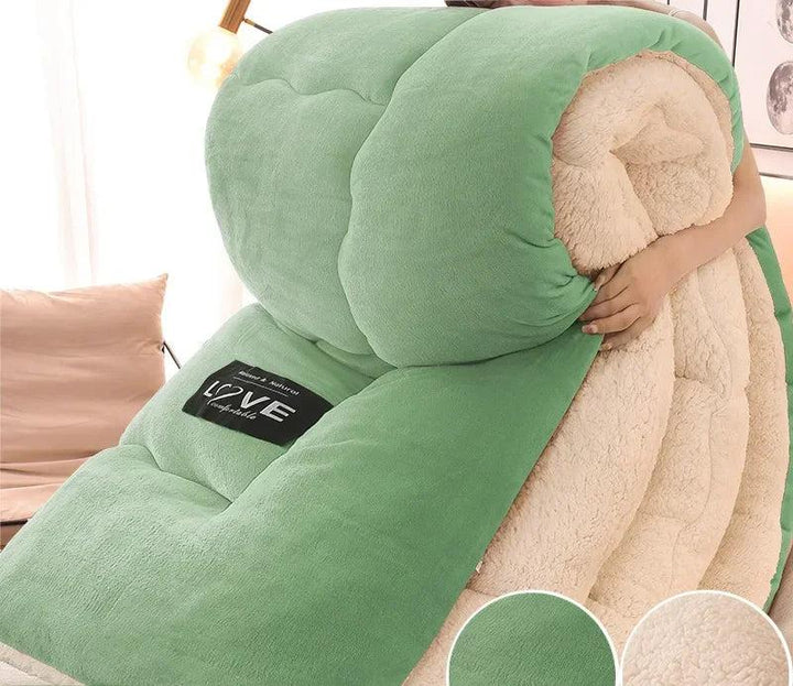 Luksusowa zimowa kołdra z podwójnego flanelowego fliśu - FrostGuard-Zielony-100x150cm-Trend Polska