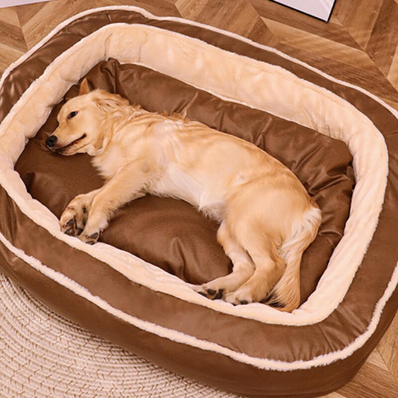 Luksusowe łóżko dla psa z zdejmowanym pokrowcem - CozyPaw™-Ciemny brązowy-S-Trend Polska
