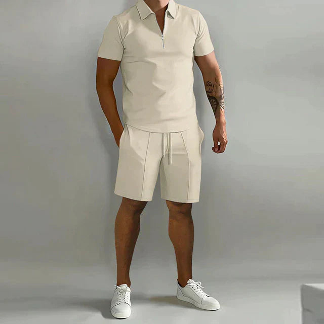 Luksusowe męskie szorty letnie - Matteo-Khaki-S-Trend Polska