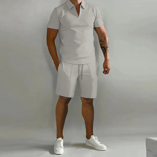 Luksusowe męskie szorty letnie - Matteo-Szary-S-Trend Polska