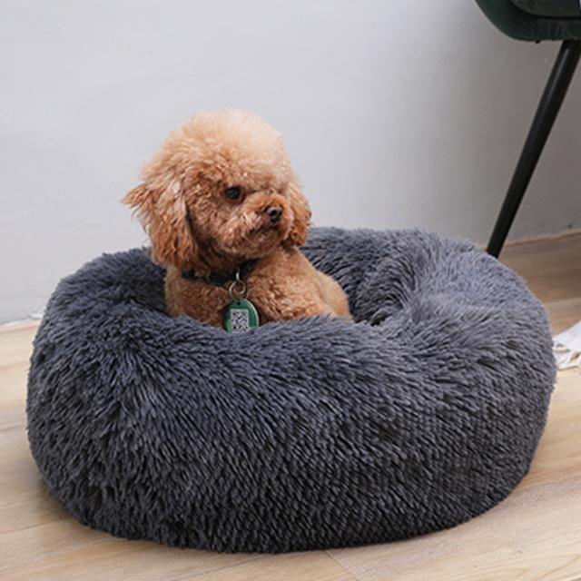 Luksusowe Miękkie Pluszowe Łóżko dla Psów - FluffyNest-S '40cm'-Czarny-Trend Polska