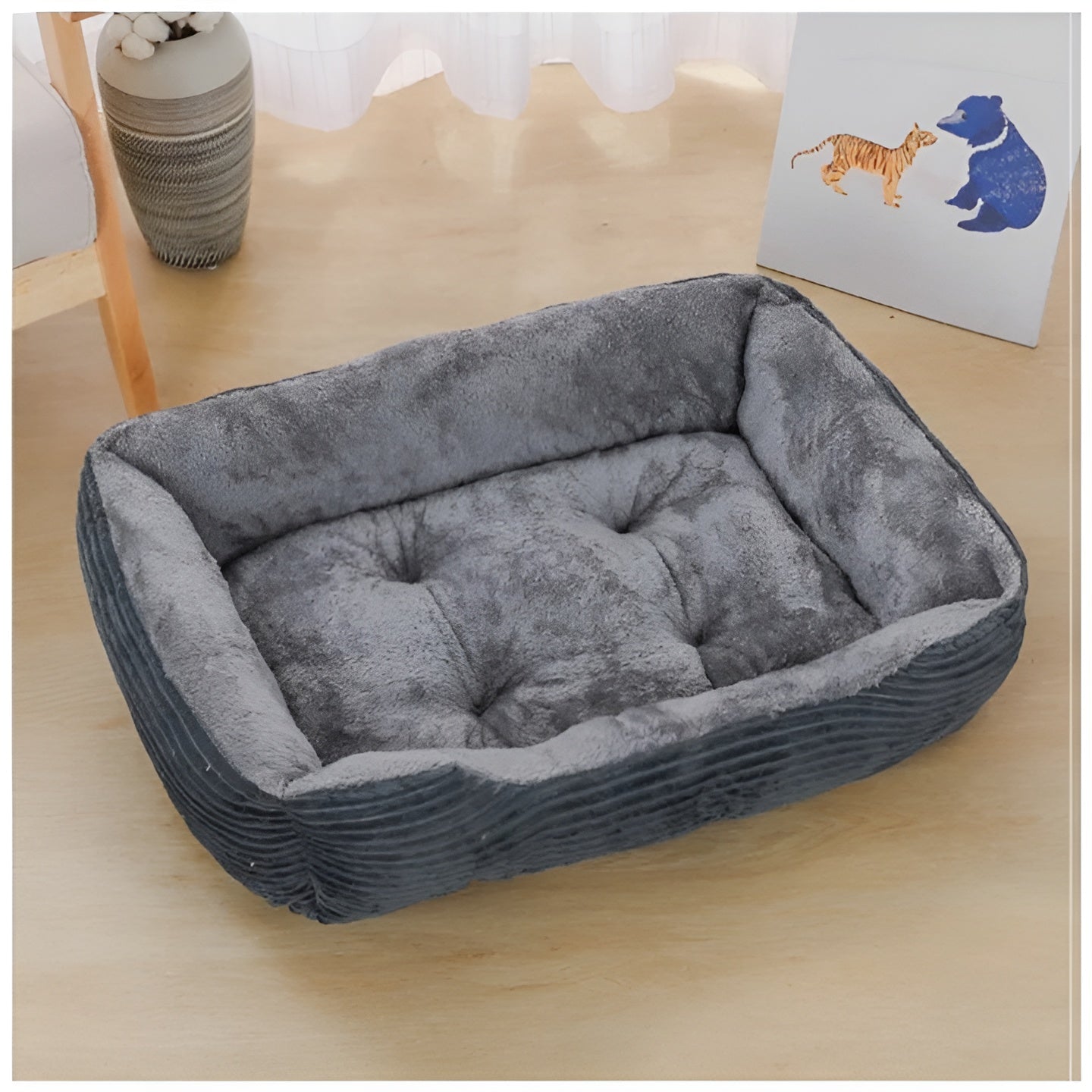 Luksusowe ortopedyczne łóżko dla zwierząt PlushNest-Szary-XS(40cm X 30cm)-Trend Polska